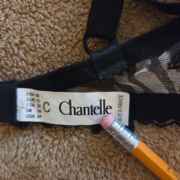 NWOT Chantelle Balconette Demi Bra 34C Lace Zebra Print Black White Sheer 3695 - Picture 2 of 6